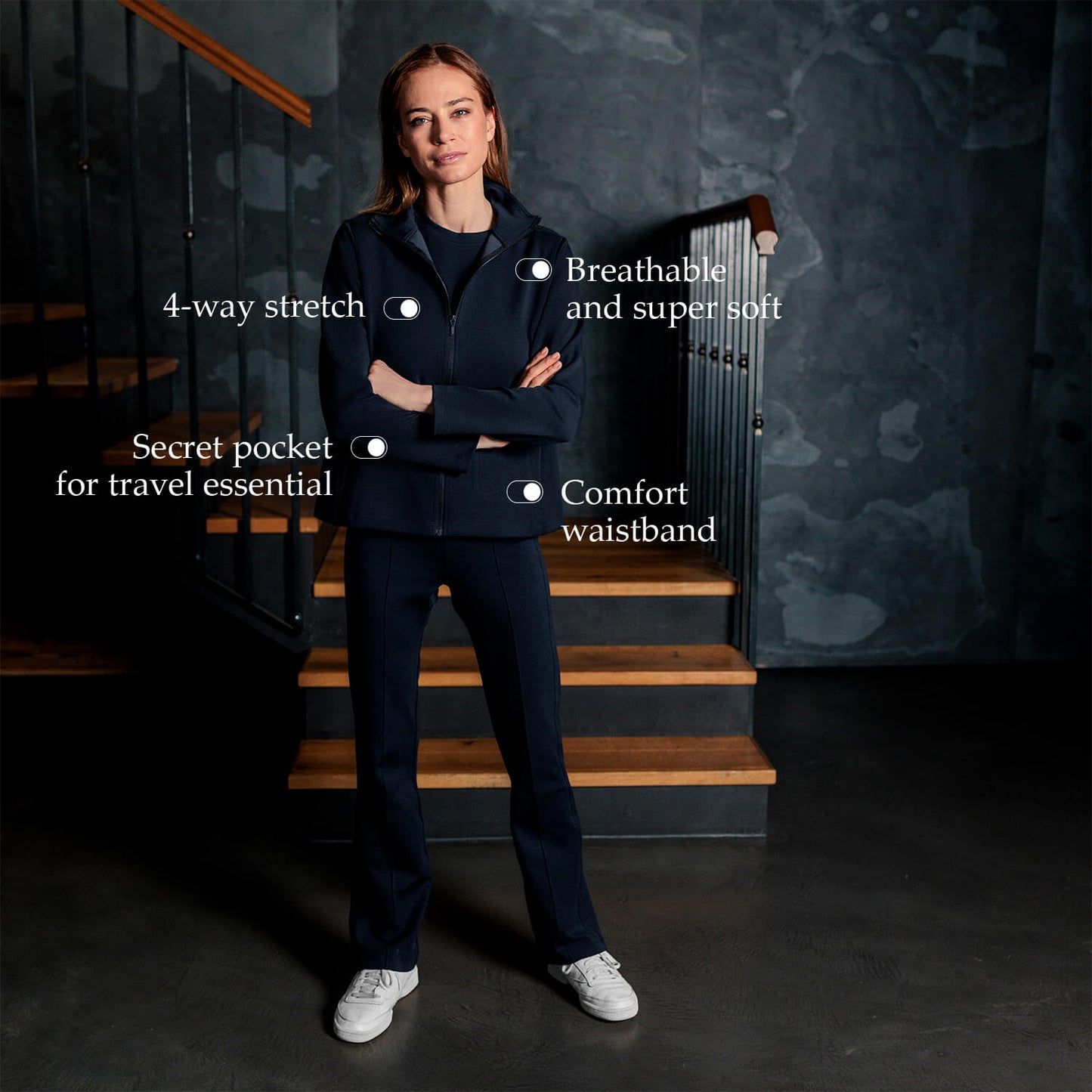 Comfortable travel pants women || Navy blue