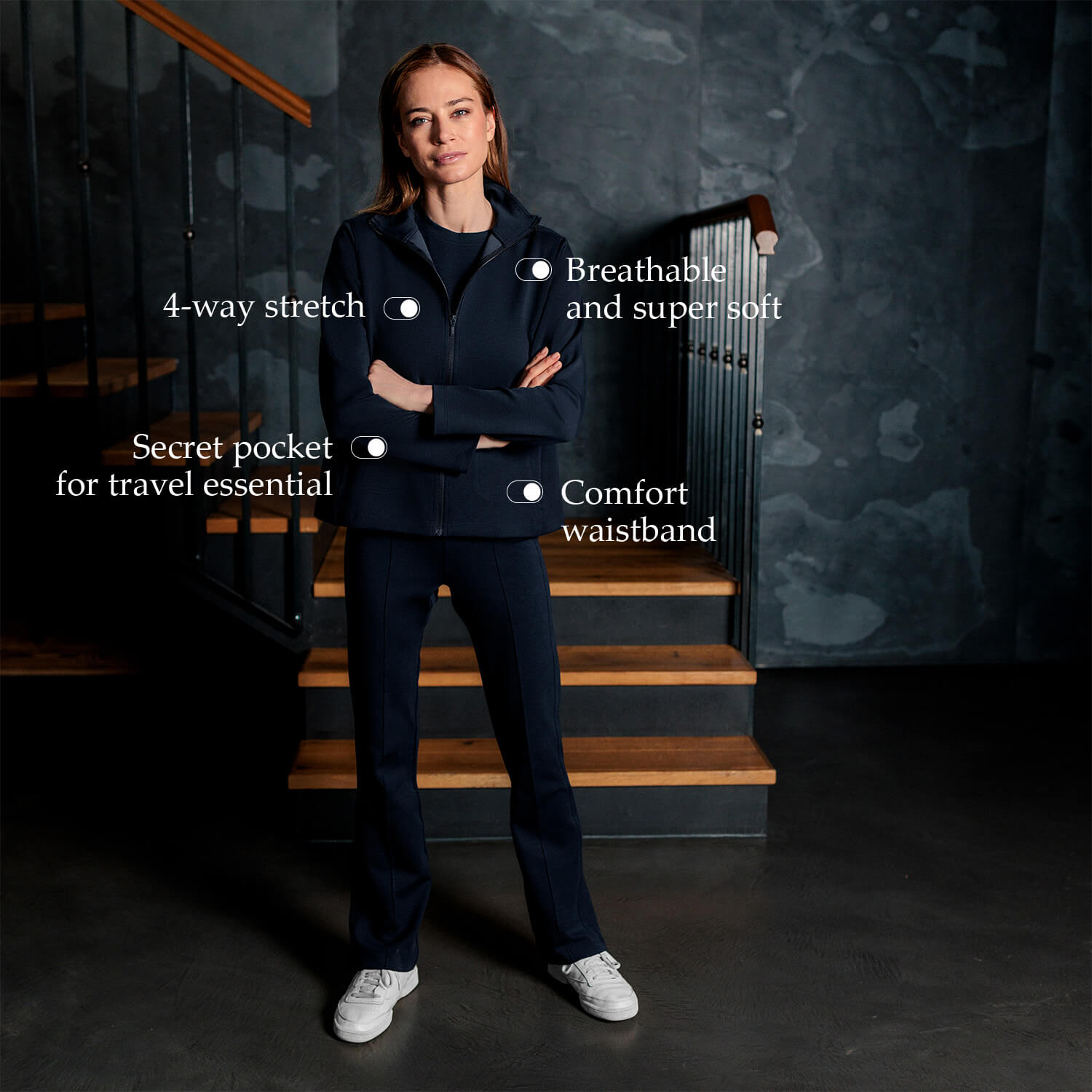 Comfortable travel pants women || Navy blue