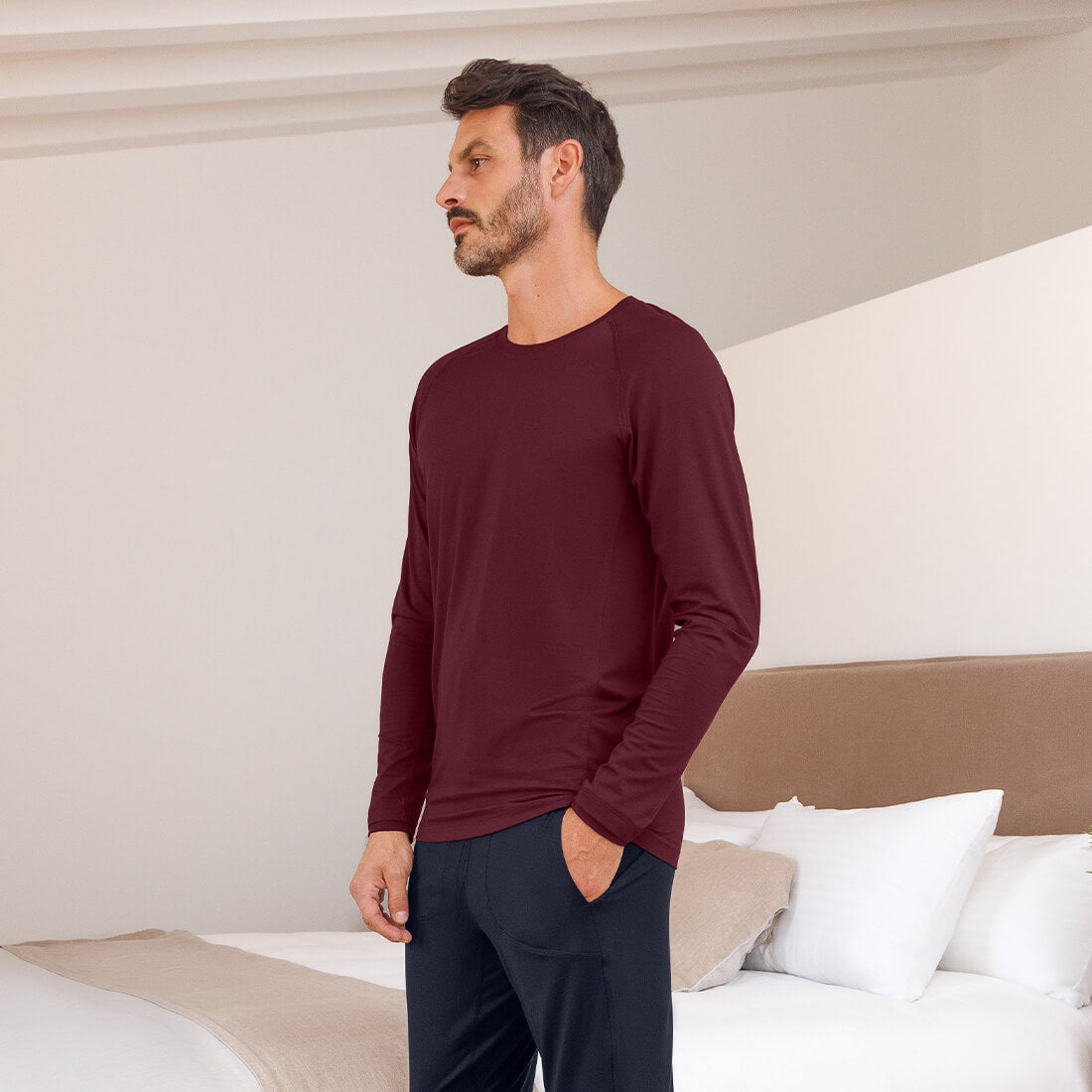 performance sleepwear for men || Deep burgundy