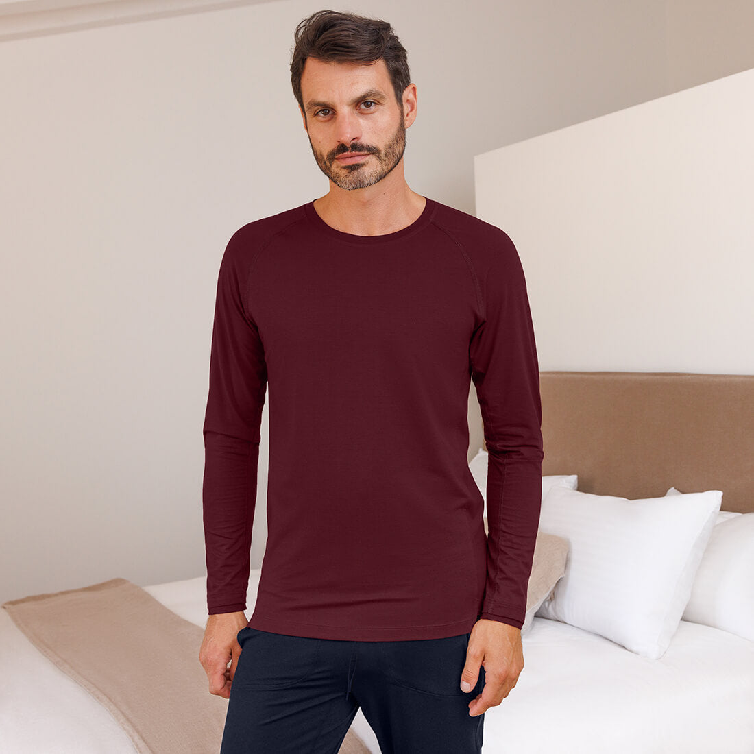 performance sleepwear for men || Deep burgundy