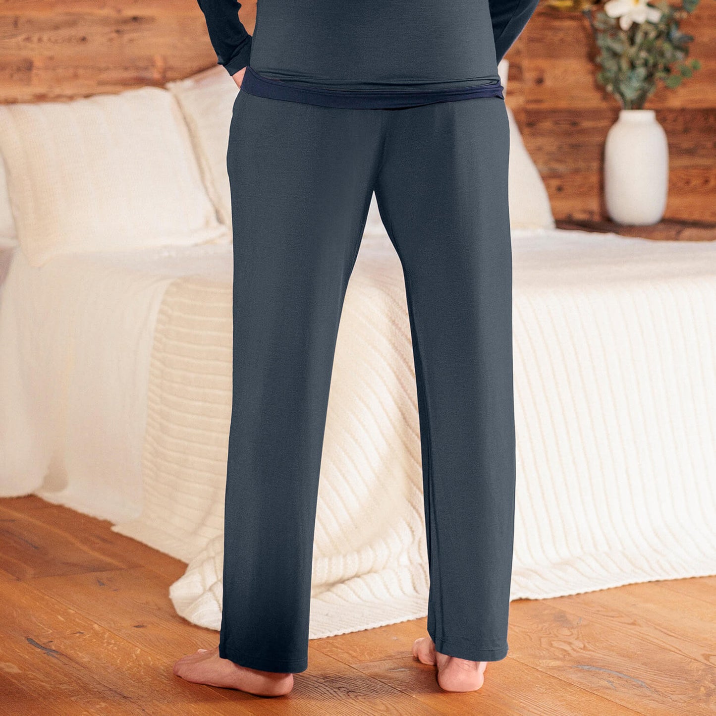 Wide pajama pants men || Deep grey