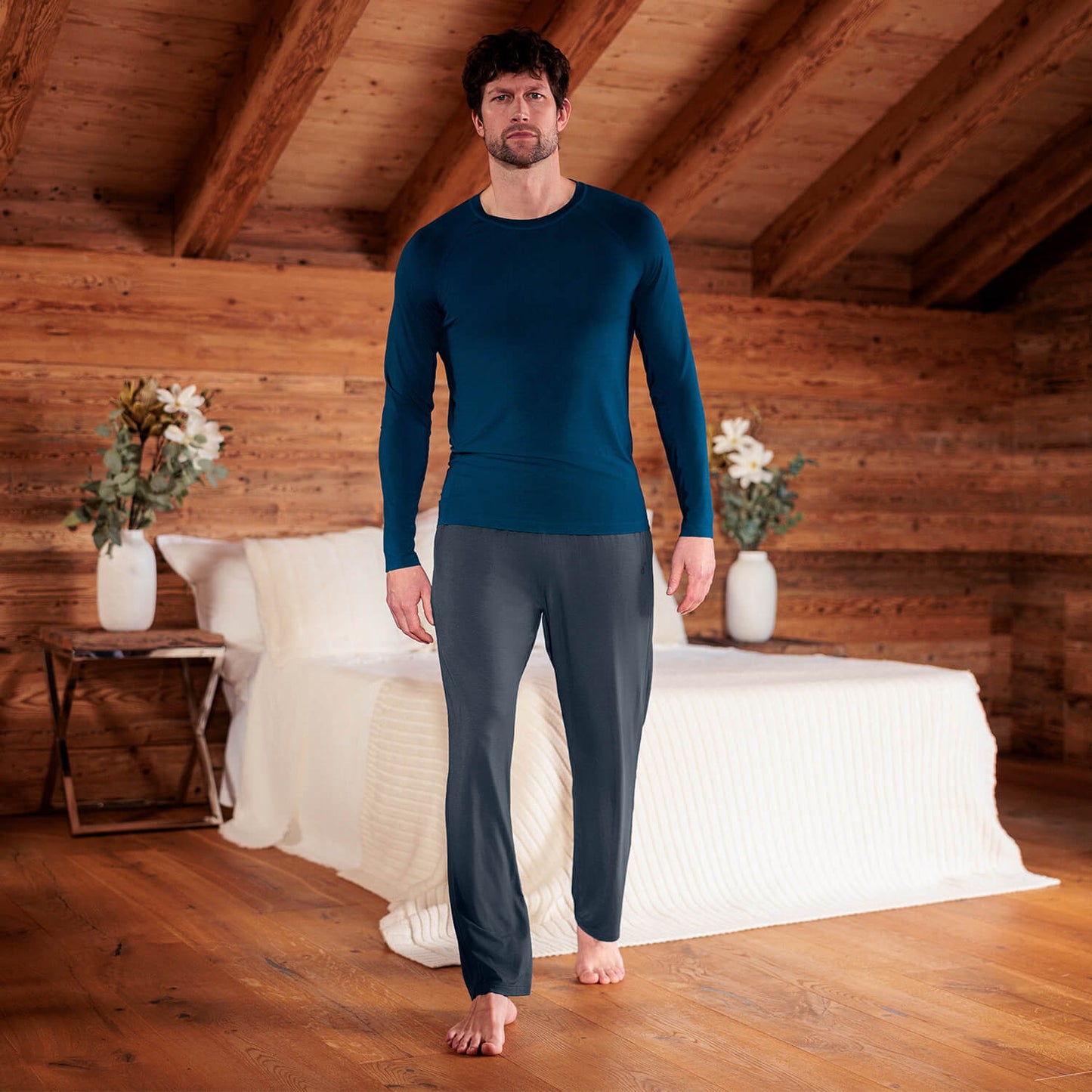Long sleeve pajama shirt men || Deep Teal