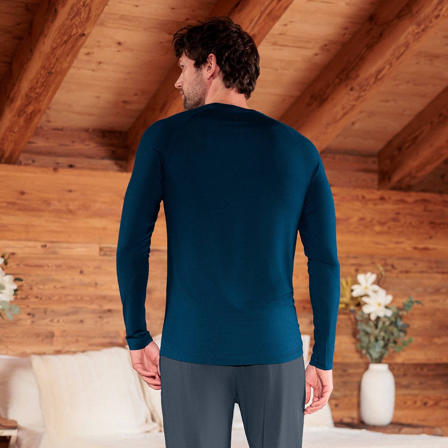 Long sleeve pajama shirt men || Deep Teal