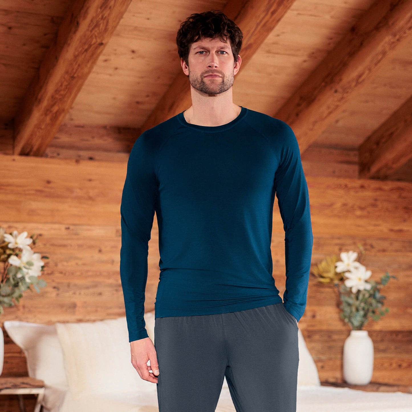 Long sleeve pajama shirt men || Deep Teal