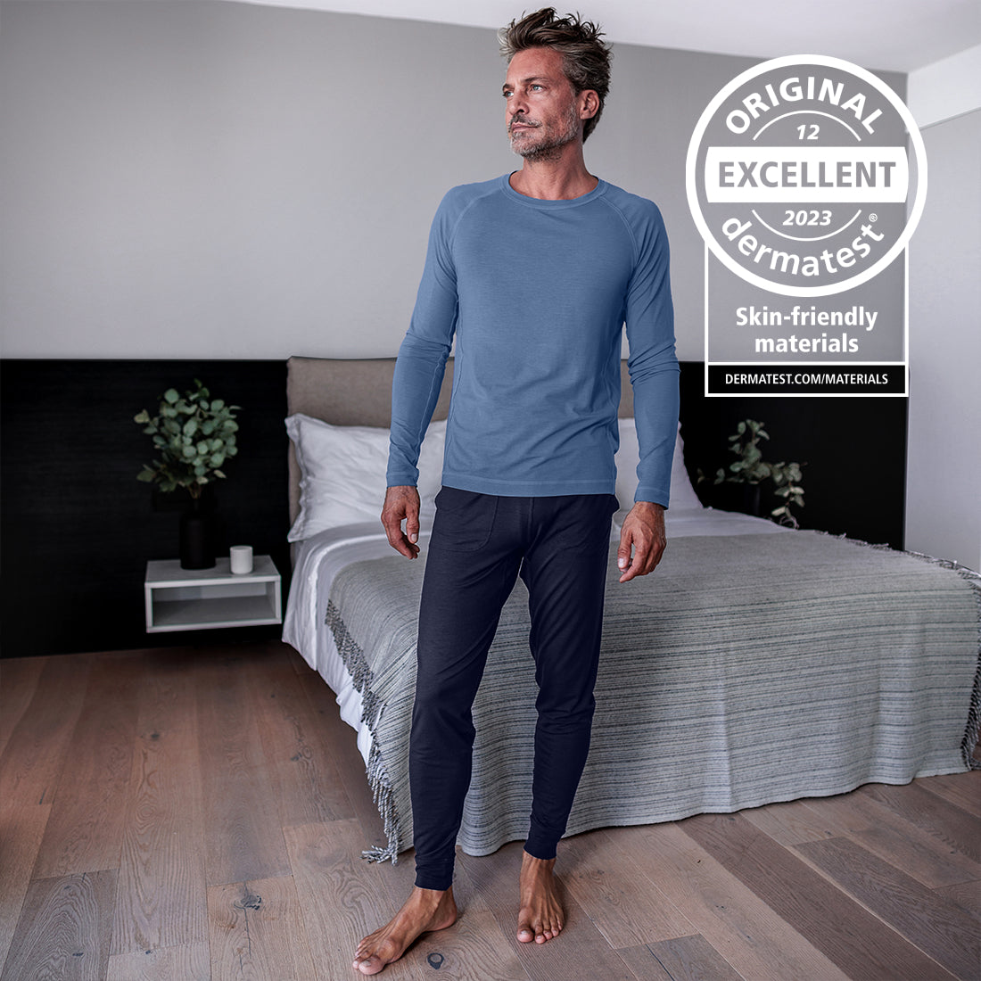 Sensitive skin pajama men || Ocean blue