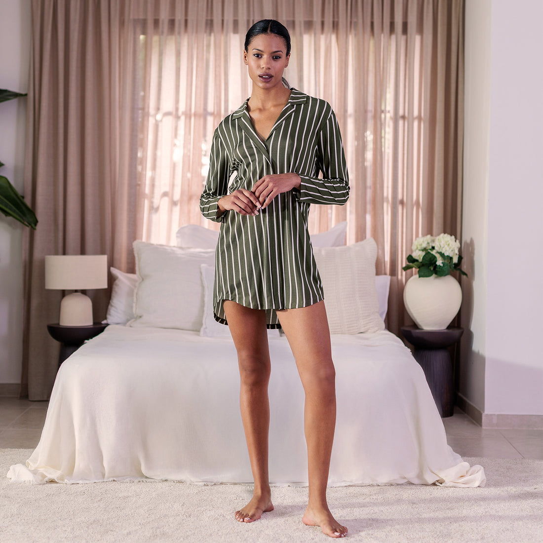 Long sleeve sleepshirt classic || Classic stripes