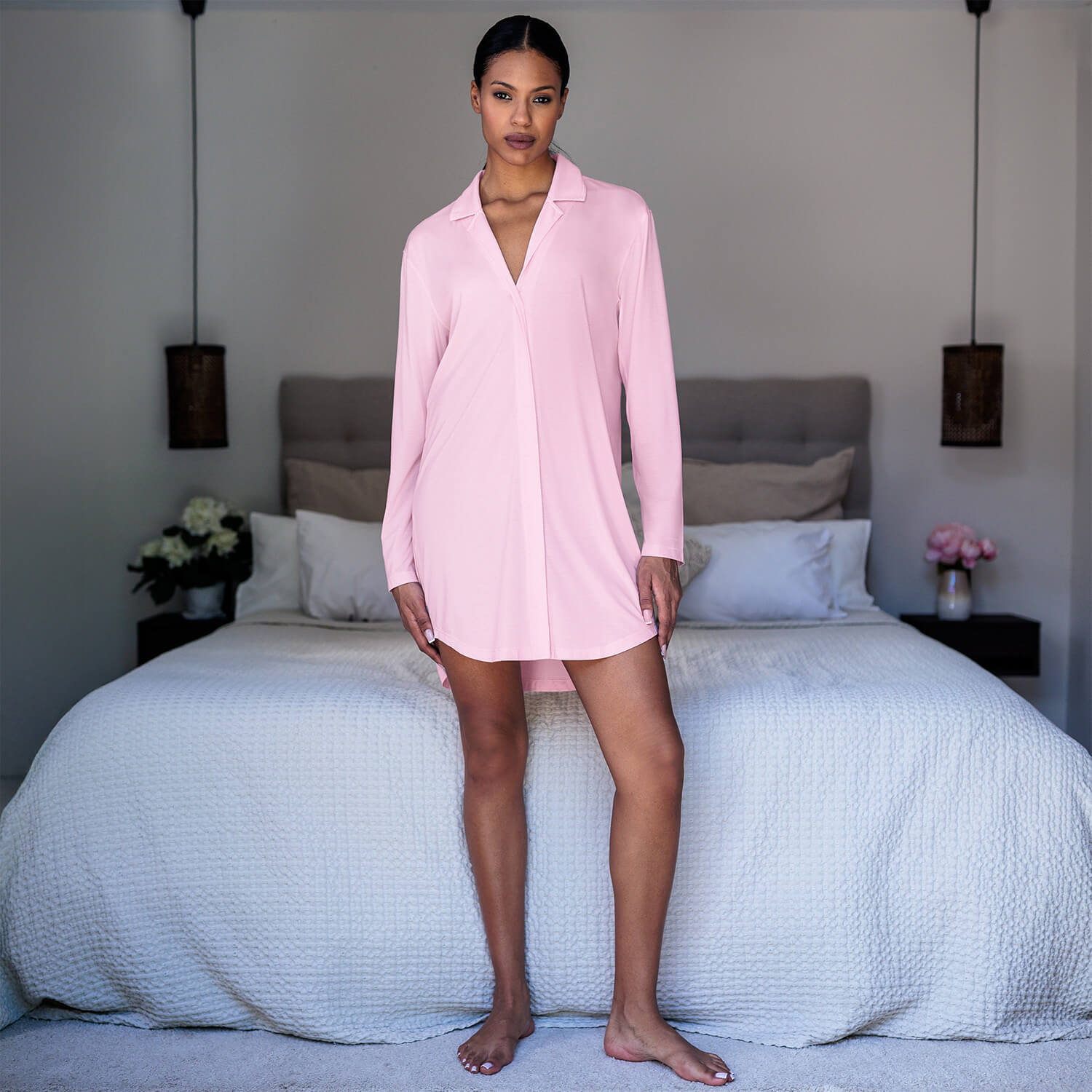 Long sleeve sleepshirt women || Wild Rose