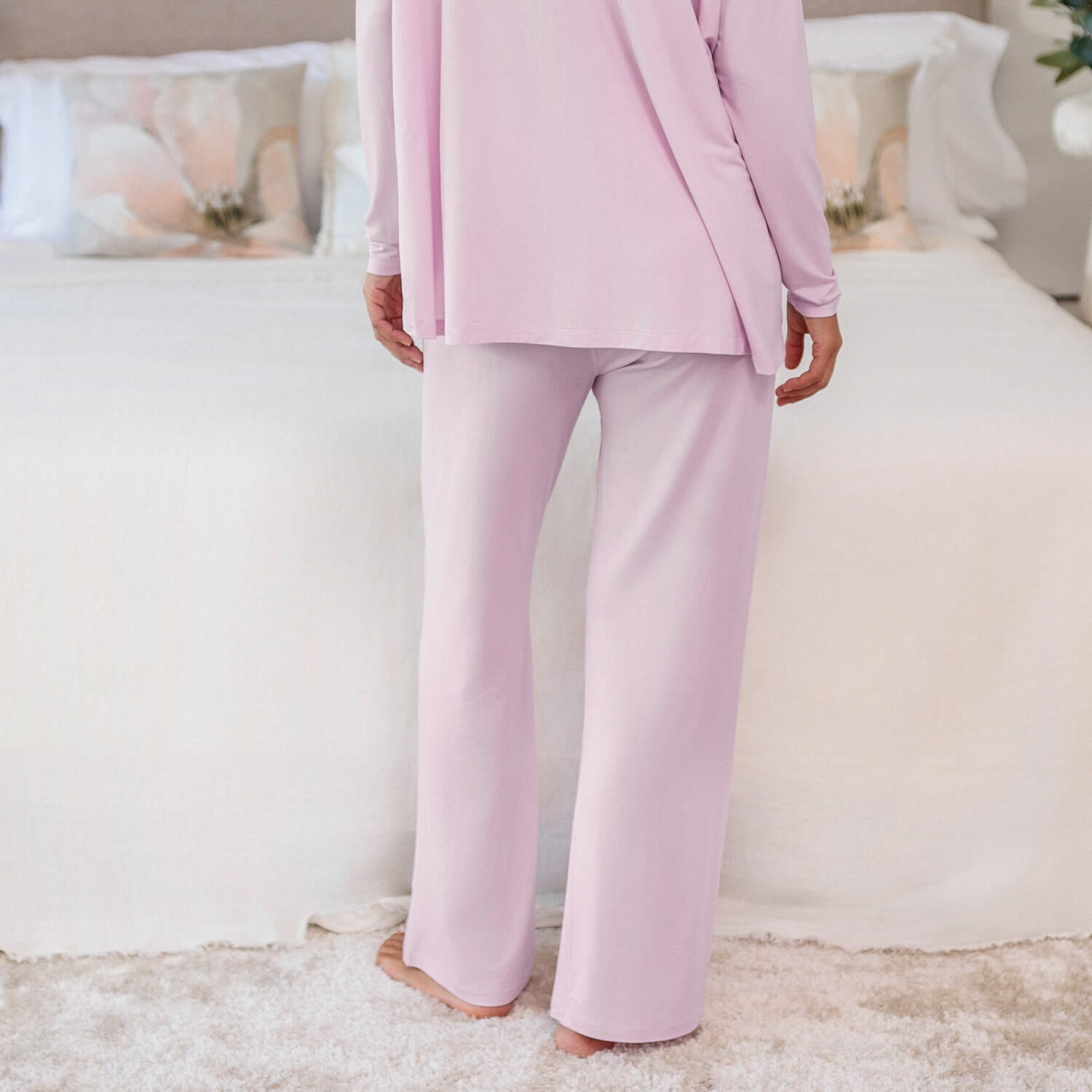 Wide sleep pants women || Pink blush