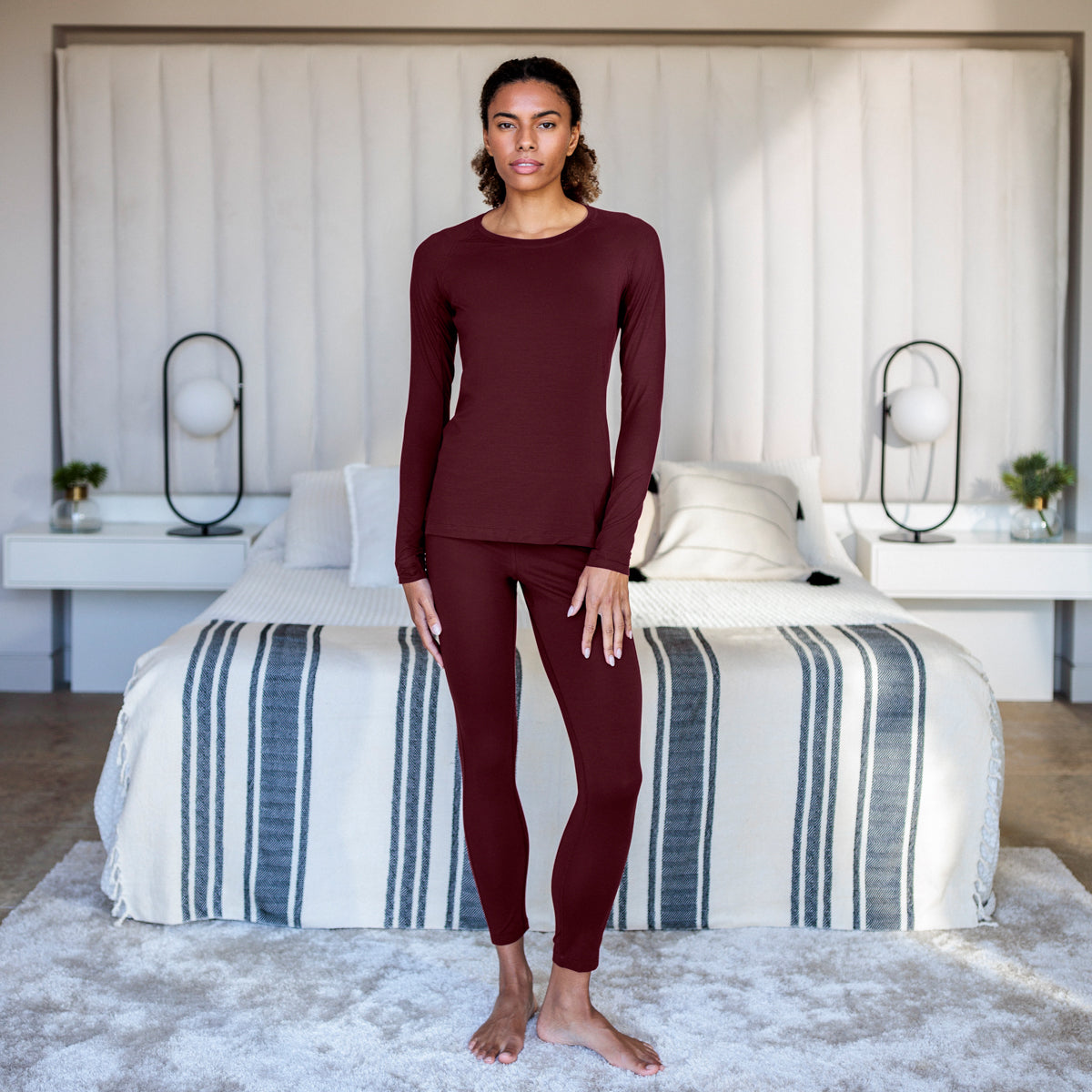 Functional sleepwear for women || Burgundy