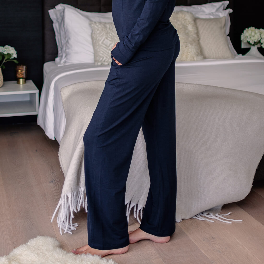 Merino pajamas pants || Winter night melange