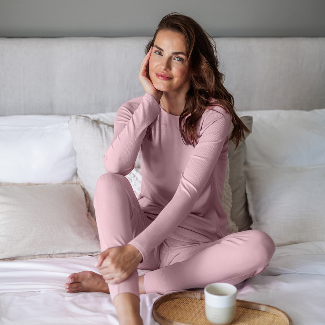 temperature regulating pajama top || Rose