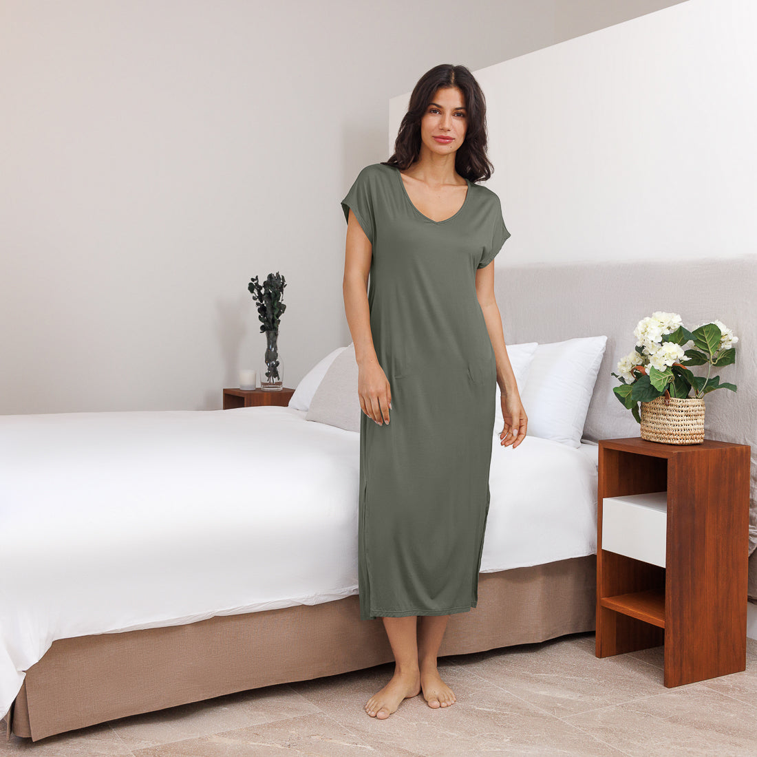 Sleep dress for hot sleepers || Sage