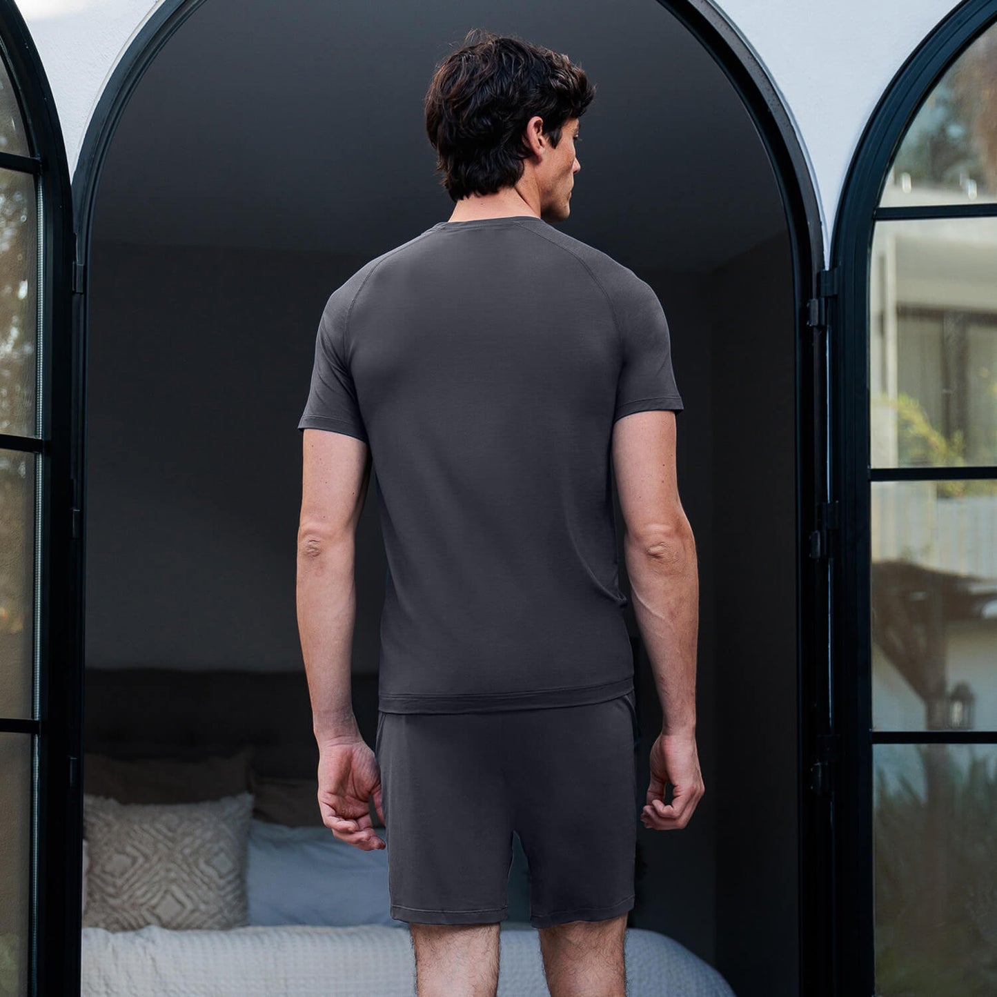 Cooling v-neck pajama t-shirt men || Cool grey