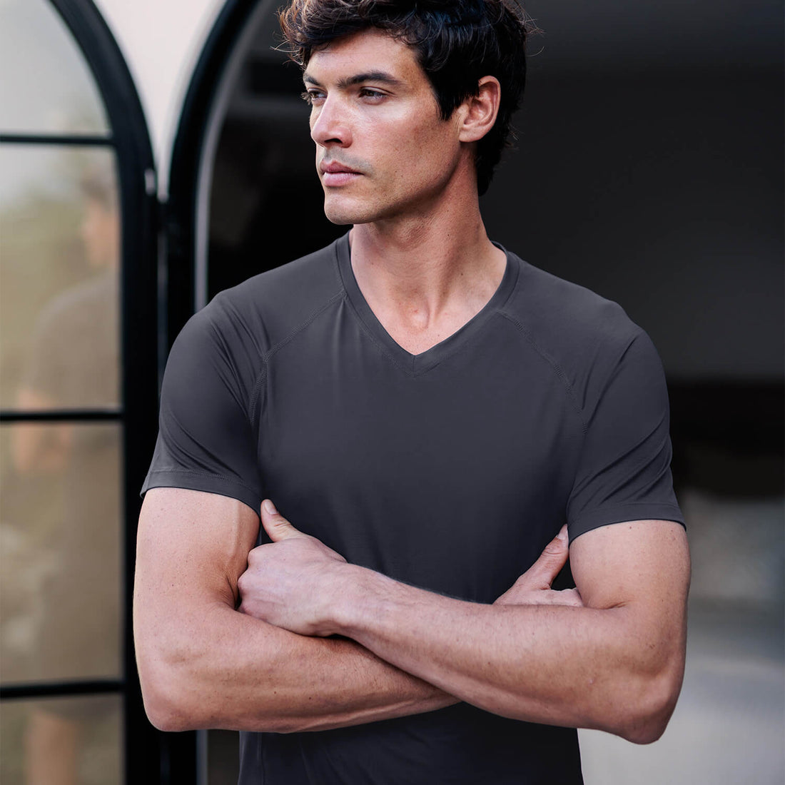 Cooling v-neck pajama t-shirt men || Cool grey