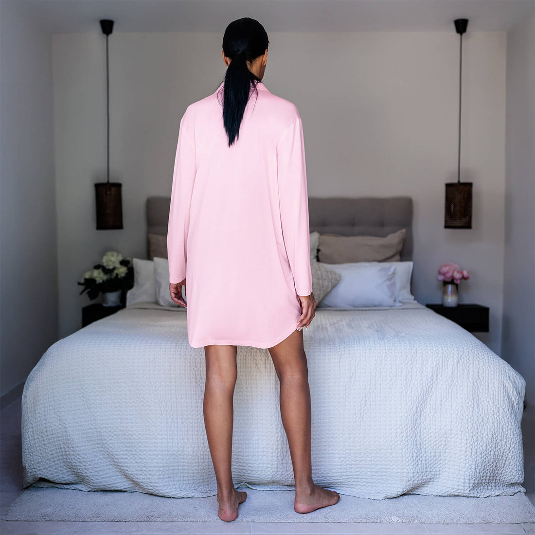 Long sleeve sleepshirt women || Wild Rose