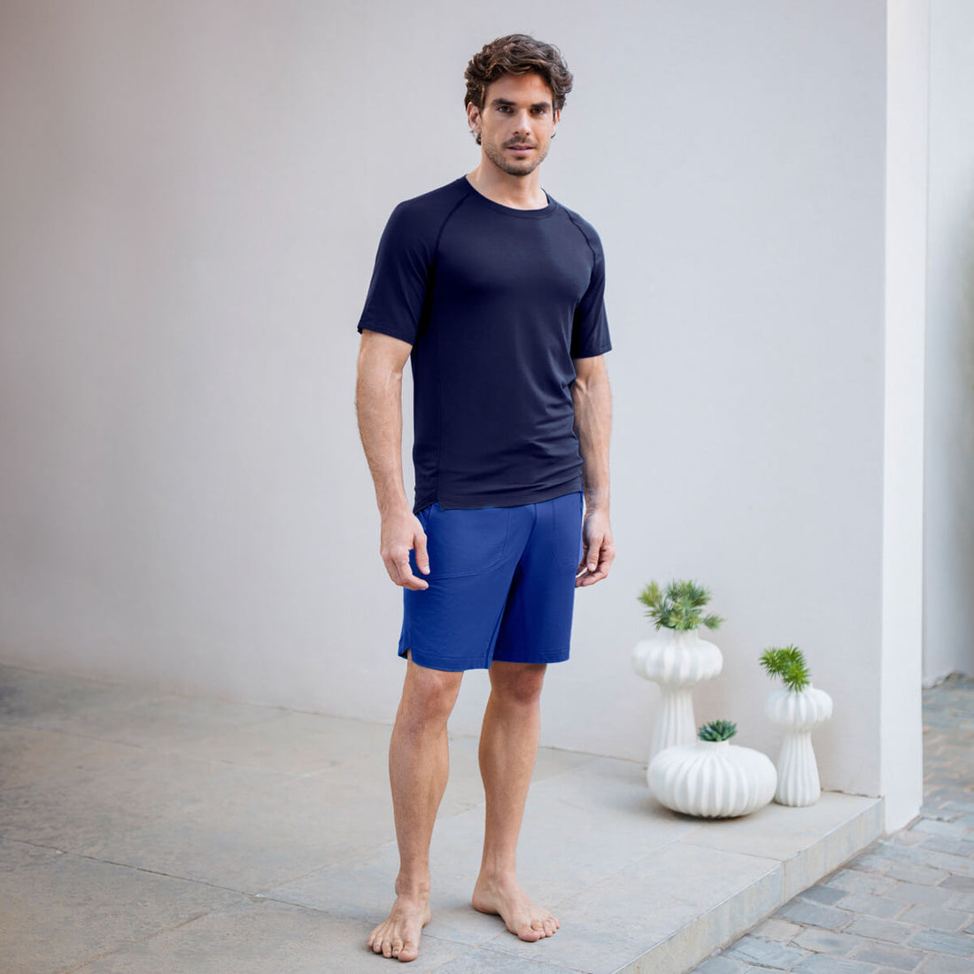 Muscle recovery sleep shorts men || Azure blue