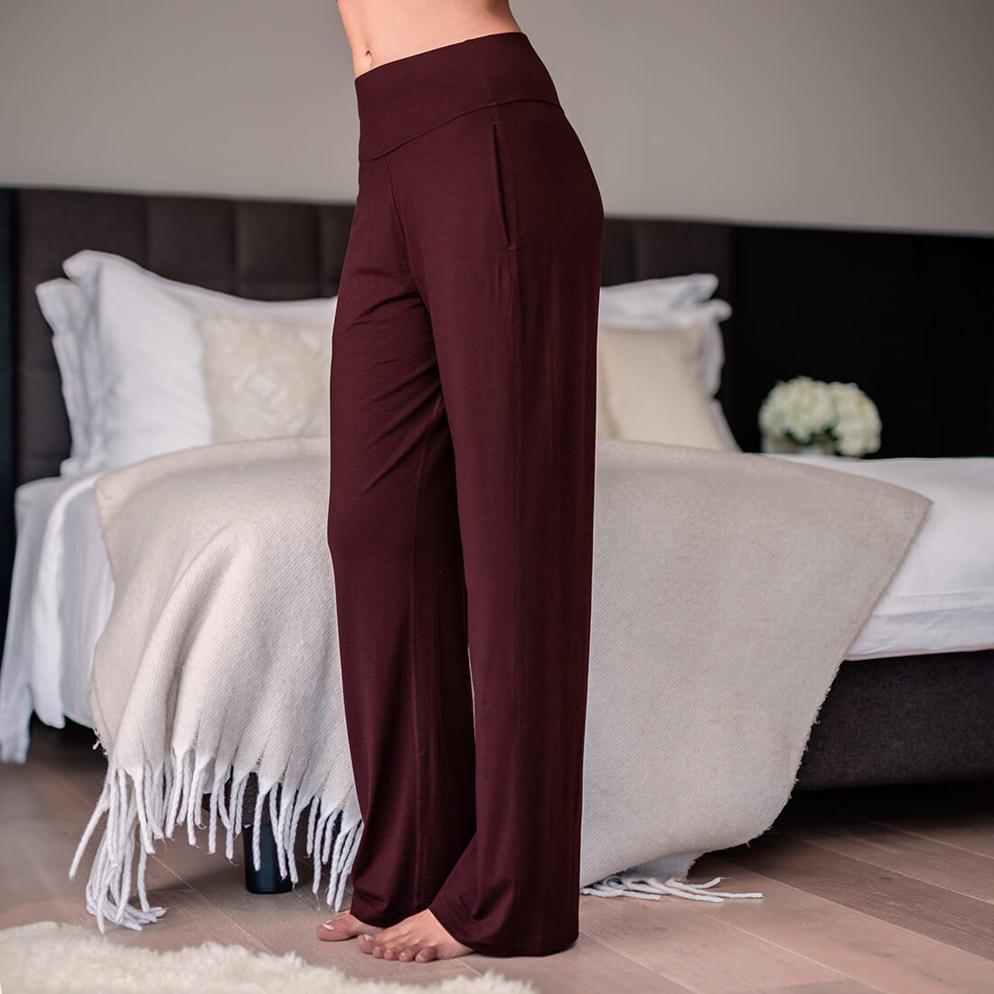 Merino pajamas pants || Deep burgundy