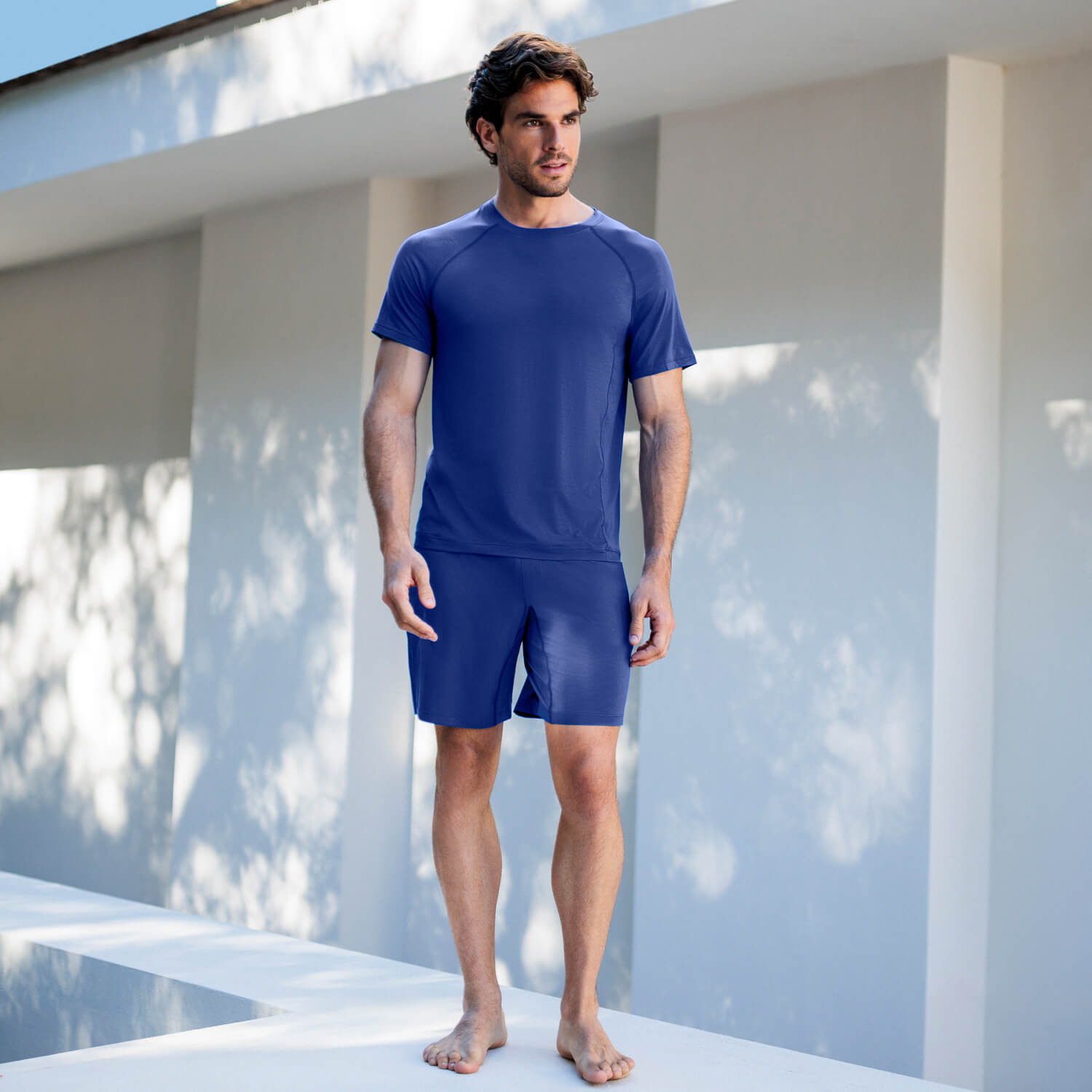 Cooling pajamas mens shorts || Azure blue