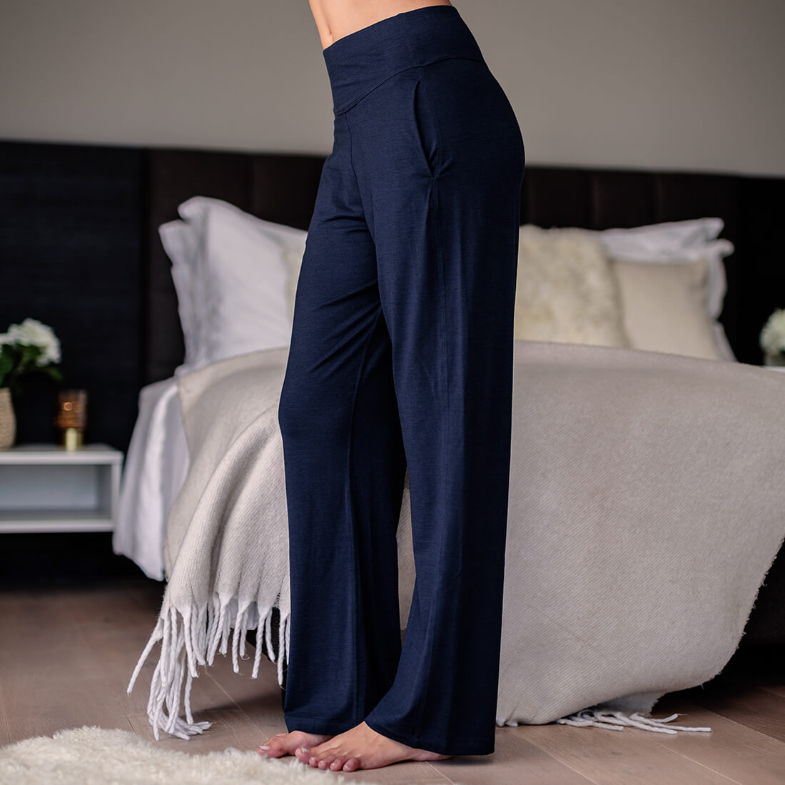 Merino pajamas pants || Winter night melange