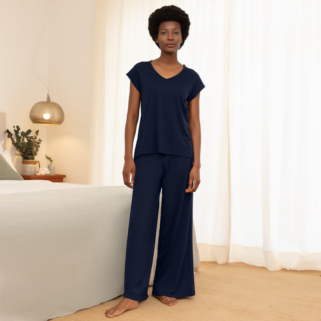 Women's cooling pajamas pants || Navy blue