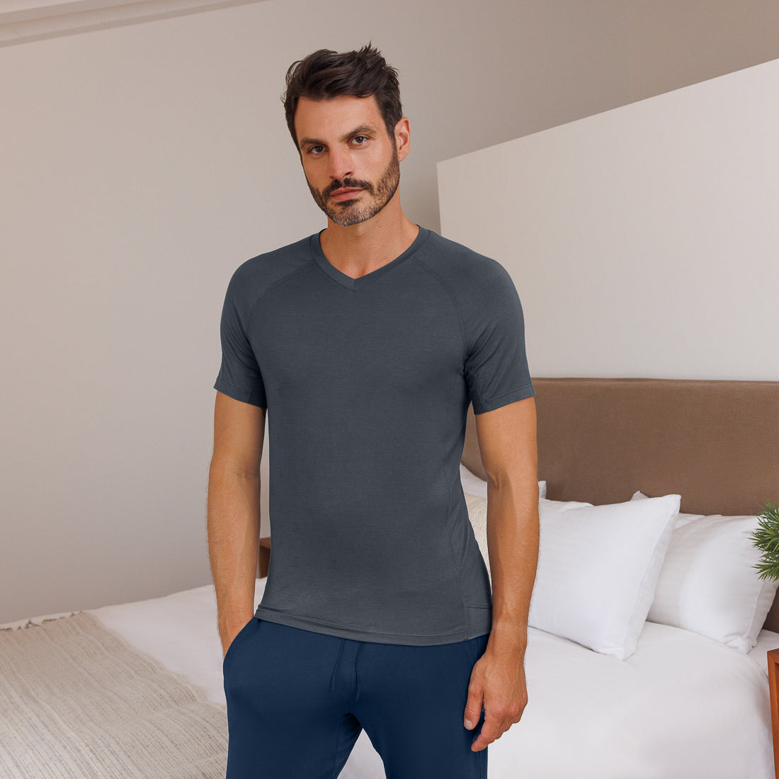 Moisture wicking pajamas top men || Deep grey